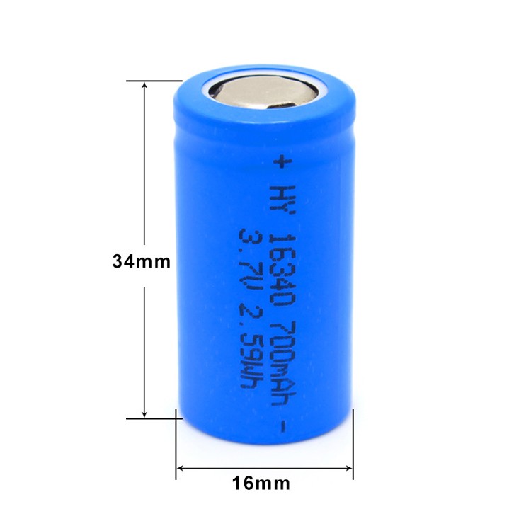 16340 3.7V 700mAh Lithium Battery