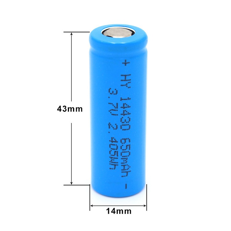 14430 3.7V 650mAh Lithium Battery